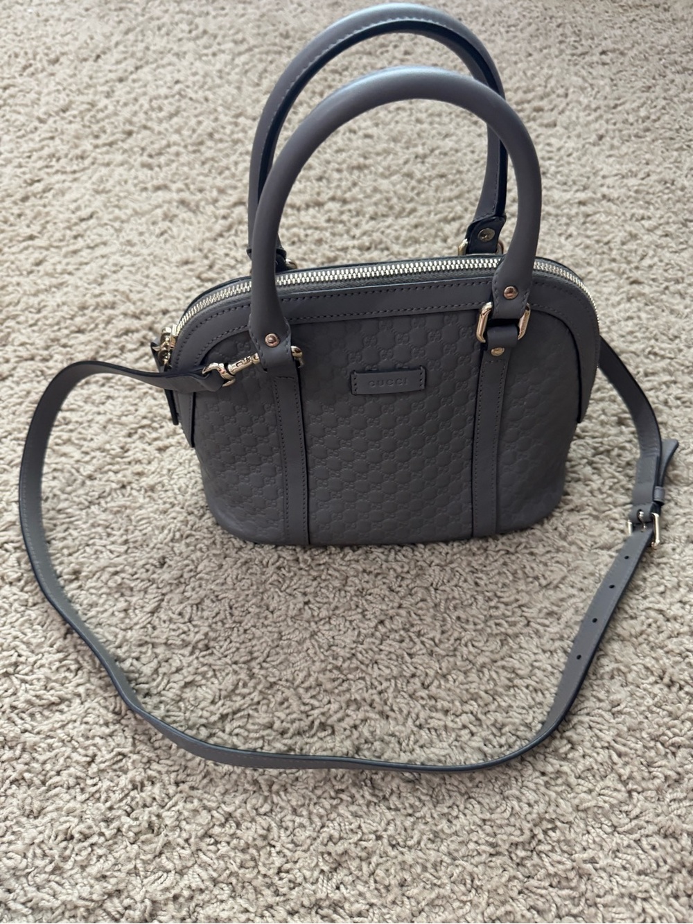 Gucci Grey Microguccissima Leather Mini Dome Crossbody Bag - Picture 3 of 16